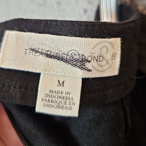 Treasure & Bond Women Black Linen Blend Side Tie Mini Skirt Sz M Vacation - Picture 9 of 10